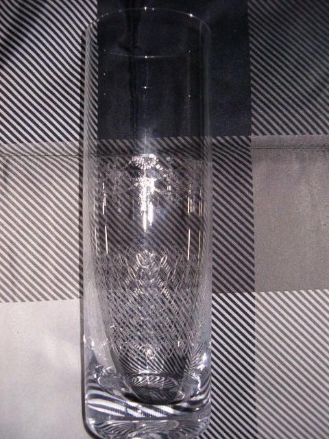 VINTAGE Clear Glass Vase Cut/Etched Stage Curtain 8 5/8