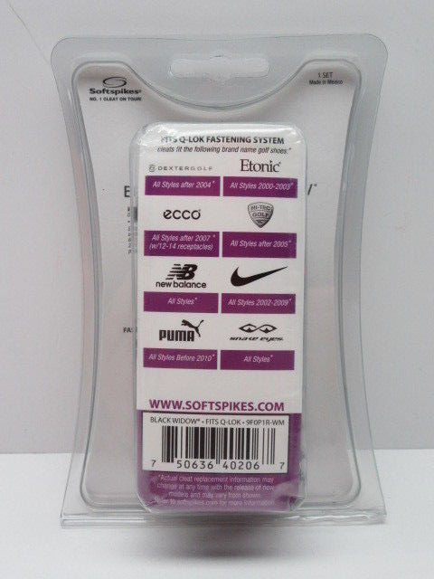 SoftSpikes Black Widow Classic Q-LOK Fastening Golf Cleats 2009 & Older FAST C54