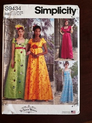 Simplicity S9434 Size BB 20W-28W Sewing Pattern Bridgerton Style NEW