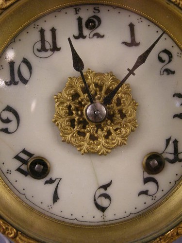 1800's Schafer Vater Jasper Ware German Bisque Cherub Portrait Figure Case Clock