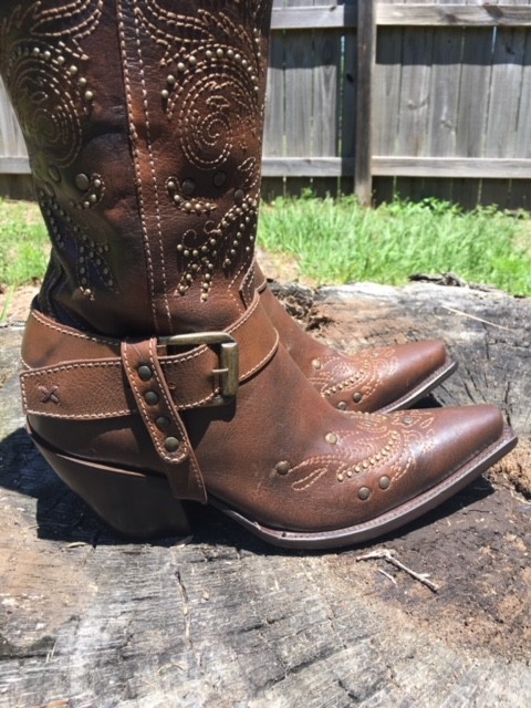 Pre-owned Corral Boots Corral G1116ladies Western Brown Tall Whip Stitch And Studs Boots