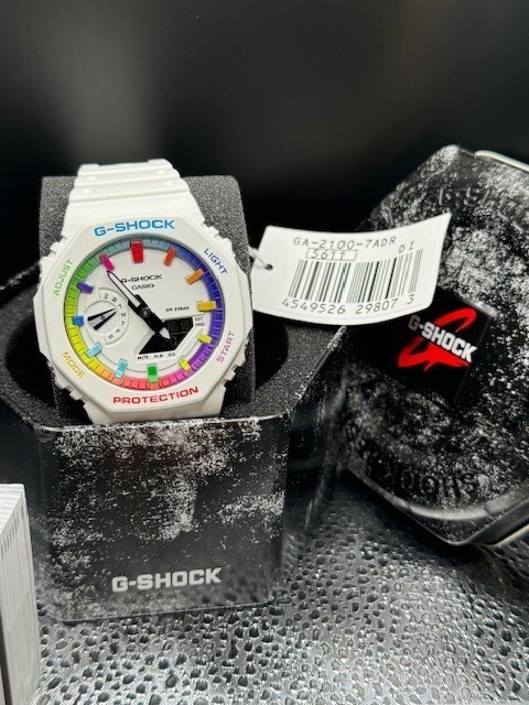 Pre-owned G-shock Casio Shock White Rainbow, Casio Custom Watch Casioak Mod Modified Watch