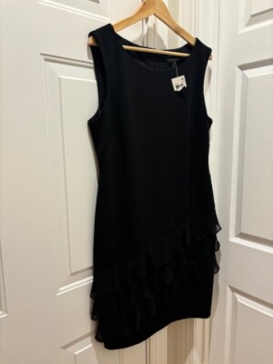Connected Apparel Black Short Dress Sleeveless Cocktail size 12 3 tiers ruffle