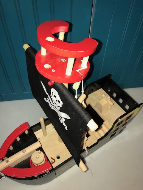 Le Toy Van Barbarossa Pirate Ship Wooden Budkins Boat wood toy lil people SCALE