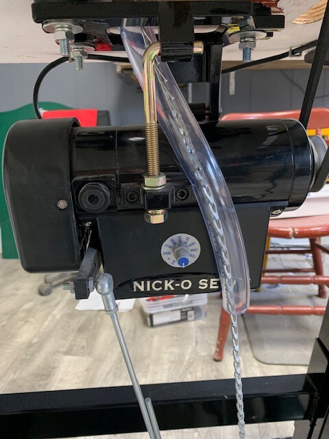 Merrow MG-3U Emblem Patch Edge Sewing Machine w/ CUSTOM TABLE, STAND & MOTOR