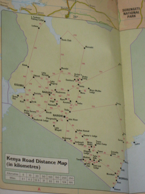 OLD MAP, MACMILLAN KENYA TRAVELLER'S MAP