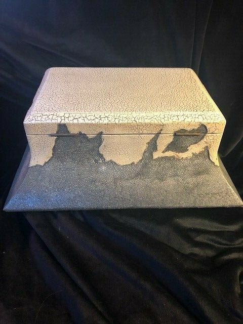 Maitland and Smith Shagreen LARGE Black/ Ivory Box