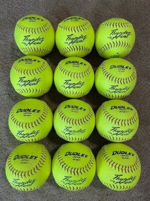 Dudley Thunder Heat Used Slow Pitch Softballs ASA/USA 12 Inch One Dozen Leather