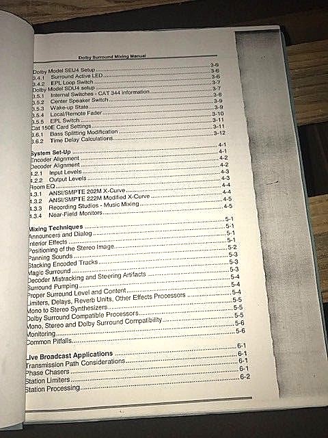 DOLBY SURROUND SOUND MIXING MANUAL PART # 91536