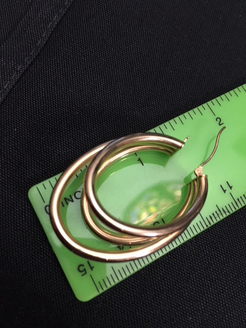 LARGE 14 kt yellow gold earrings ~ 4.6 grams total ~