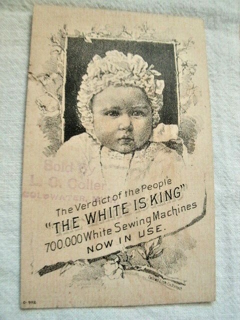 Antique TREADLE SEWING MACHINES Featured on 3 Old TRADE CARDS.