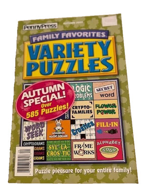 Family Favorites Variety Puzzles Book by PennyPress Autumn Special 2022 last one
