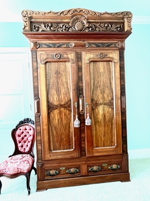 Antique walnut Victorian armoire/wardrobe