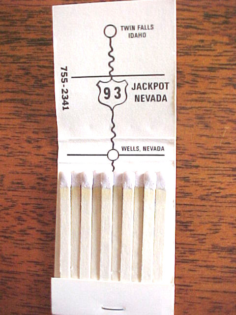 BOOK MATCHES,  CLUB 93 JACKPOT, NEVADA