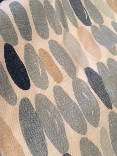 Laura Ashley Sea Spray Pair Of Curtains And Matching Cushion In