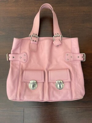 MARC JACOBS Pink leather top handles large buckle purse