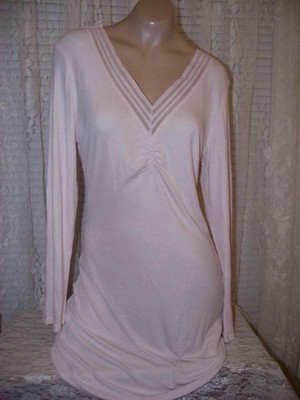 La Perla Studio Collection XL V Sleepshirt Ribbed Knit Soft Pink LS VNeck New 