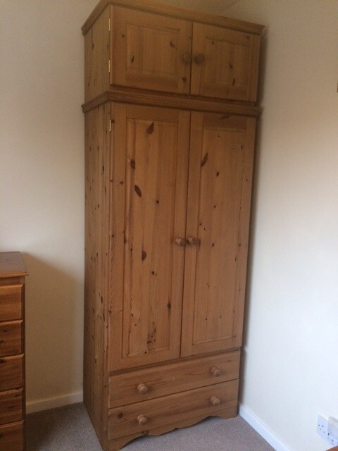 Pine Wardrobe With Drawers And Detachable Top Box In