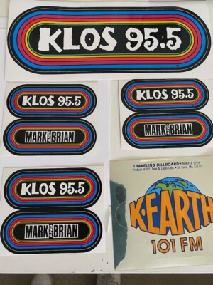 KLOS Vintage 80's Radio Rainbow  Bumper Sticker Mark & Brian + Kearth  5 pieces