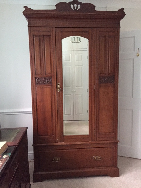Victorian Wardrobe Solid Mahagony With Mirror And Bottom Drawer