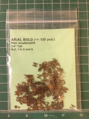 Laser Cut Letter Set Arial Bold 1/4'' 150 Pcs. O, HO N Scale Modeling