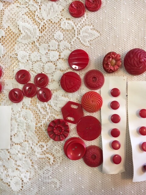Lot of Vintage Red Buttons-Several Sets
