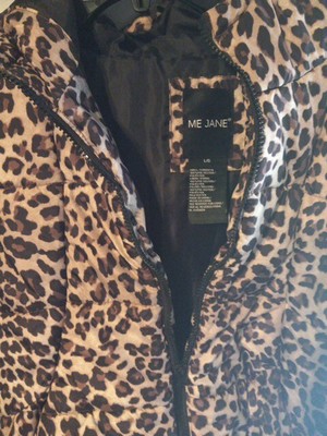 Me Jane Girls (Kids) Leopard Print Jacket Zip Up With Hood Size Large.