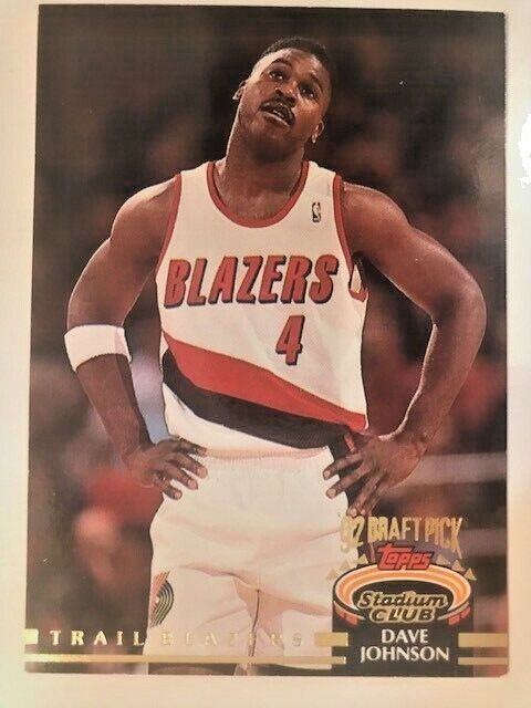 NBA - 1923-93 Topps Stadium Club Dave Johnson Rookie Card - Blazers. rookie card picture