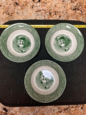 Mid-century Set of 3 The Old Curiosity Shop Green Berry/Dessert Bowls