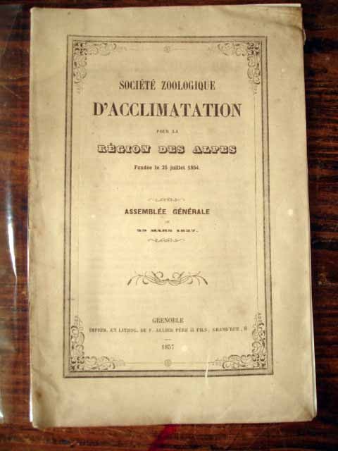 2775 Collectif SociÃ©TÃ© Zoologique D'Acclimatation Pour La RÃ©Gion Des Alpes