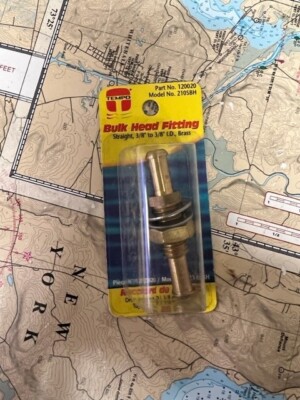 Tempo Marine #210SBH model 120020 Bulk Head Fitting Straight, 3/8'' to 3/8'' I.D.