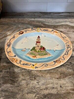 Burton and Burton Lighthouse Embossed with Ocean Life Theme Platter - 15 inches