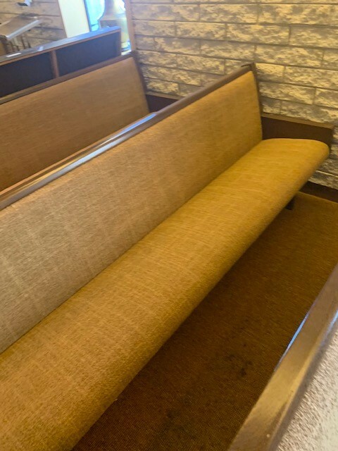 Used Church Pews 90 inches long, tan in color. a total of 10 Available