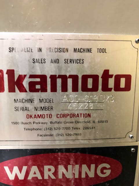 Okamoto 6.18 dx3 Surface Grinder, 1996