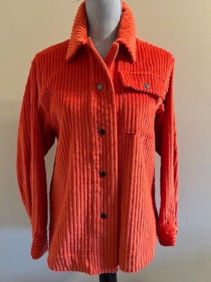 VERO MODA CORDUROY OVERSIZE LONG SLEEVE SHIRT SIZE EXTRA SMALL IN ORANGE