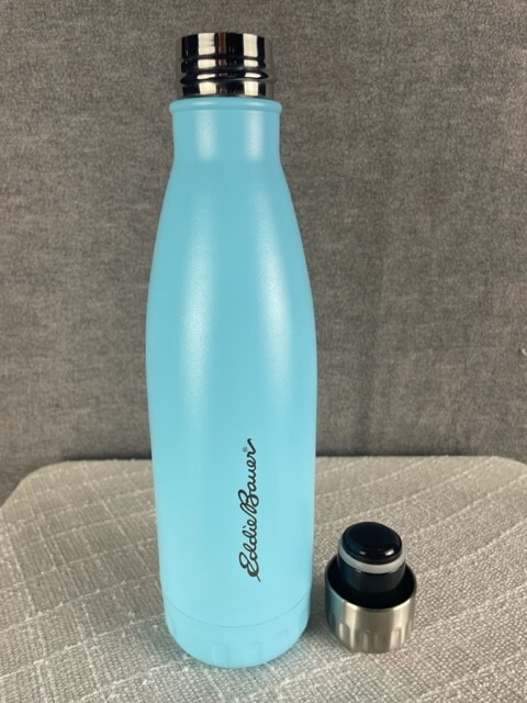 Eddie Bauer Water Bottle 17 ounce / 500ml BPA Free 10.5 inches tall sky blue