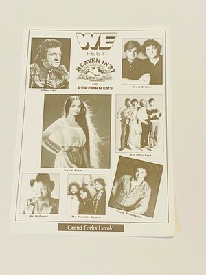 VINTAGE 80s WE Fest Concert Newspaper Ad - Johnny Cash, Crystal Gayle + Others
