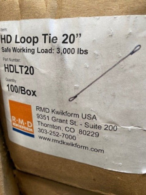RMD Kwikform Heavy Duty Loop Tie 20'' - 100 Pack - Safe Working Load 3,000 lbs