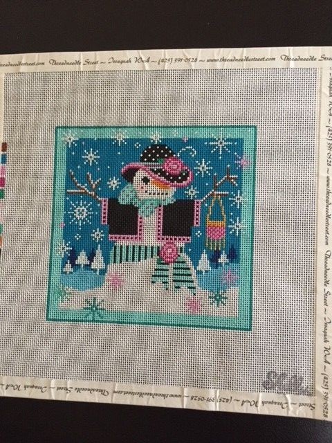 Handpainted Needlepoint Canvas Shelly Tribbey Winter Snow Lady C862