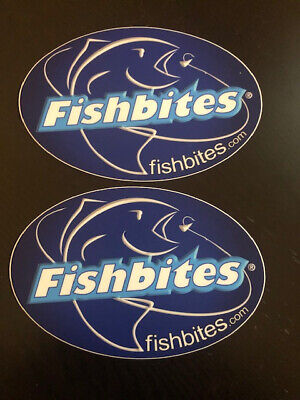 Fisherman Fishing FishBites Hook Car Bumper 2pc Vinyl Sticker Decal 4x6