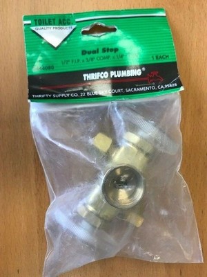 Dual-Handle Shut-Off Stop Valve, 1/2'' F.I.P X 3/8'' Comp X 1/4'' Comp Solid Brass