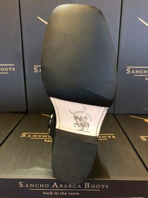 Pre-owned Western Sancho Boots Style 5859 Black Leather  Cowboy Biker Motorcycle Boots