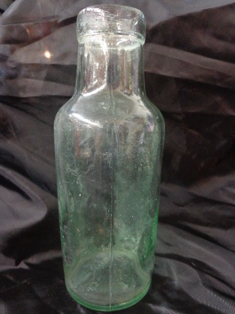 Antique Green Medicine Bottle w/large mouth opening, bubbles J K & S W on bottom