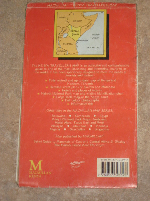 OLD MAP, MACMILLAN KENYA TRAVELLER'S MAP