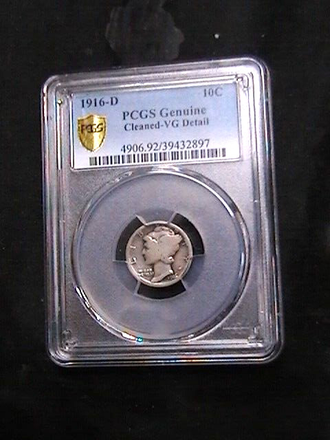 1916-D 10c PCGS GENUINE  Mercury Dime CLEAN DETAILS