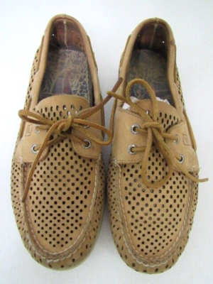 Sperry Top Sider Mens Tan Beige Air Hole Boat shoes Size 10 M