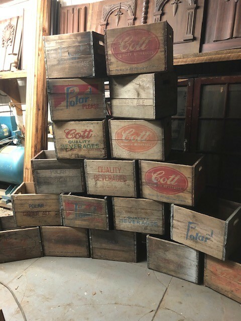 18 ANTIQUE WOODEN SODA CRATES