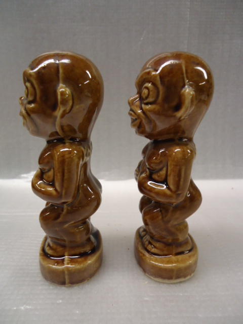 Koh Tiki Salt and Pepper Brown Shakers with Stoppers
