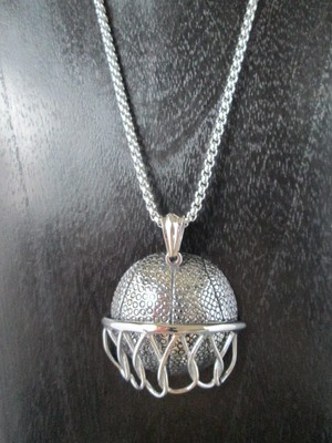 Necklace Basket Ball & Hoop Pendant & 30 in.Chain Stainless Steel  Never Tarnish