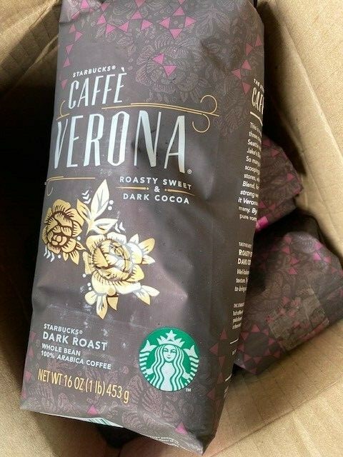 Case of 6) Starbucks Caffe Verona 1 lb. Whole Bean Coffee